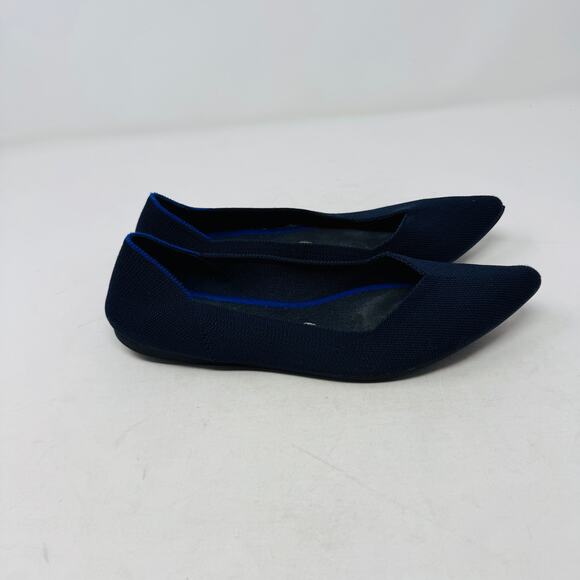Rothy’s Navy Blue Pointed Toe Flats W9 Knit Sustainable Washable Lightweight - Picture 6 of 12